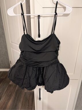 Black Ruffled Bubble Hem Mini Dress